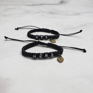 His & hers braided bracelets with beads SET